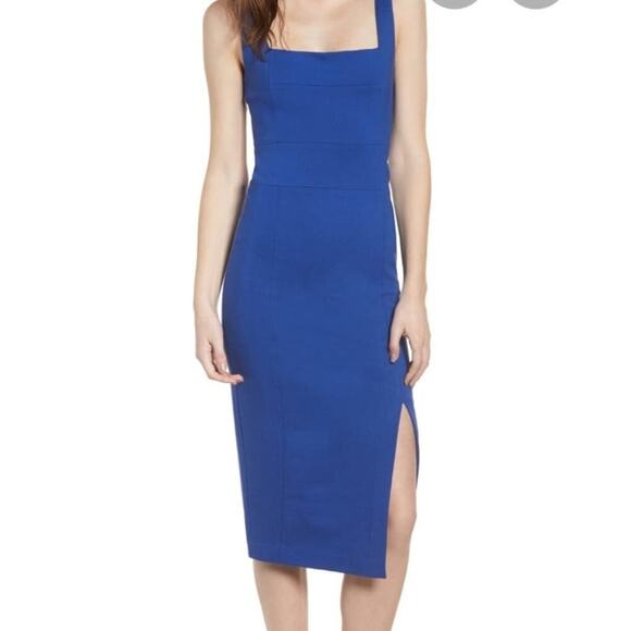 ELLIATT Women's Blue Olivia Cobalt Sheath Front Slit Midi Dress Size Large - Picture 2 of 14